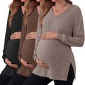 3 Pack Women's Ribbed Maternity Shirts V Neck (Style RHT6)