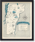 Vermont Map Print Poster - Retro State Wall Art Master