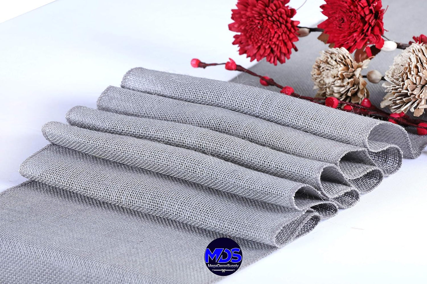 MDS 10 PCS Natural Burlap Table Runners for Rustic Decor