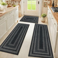 HEBE Washable Kitchen Rugs Sets of 3 - Non Slip Absorbent Farmhouse