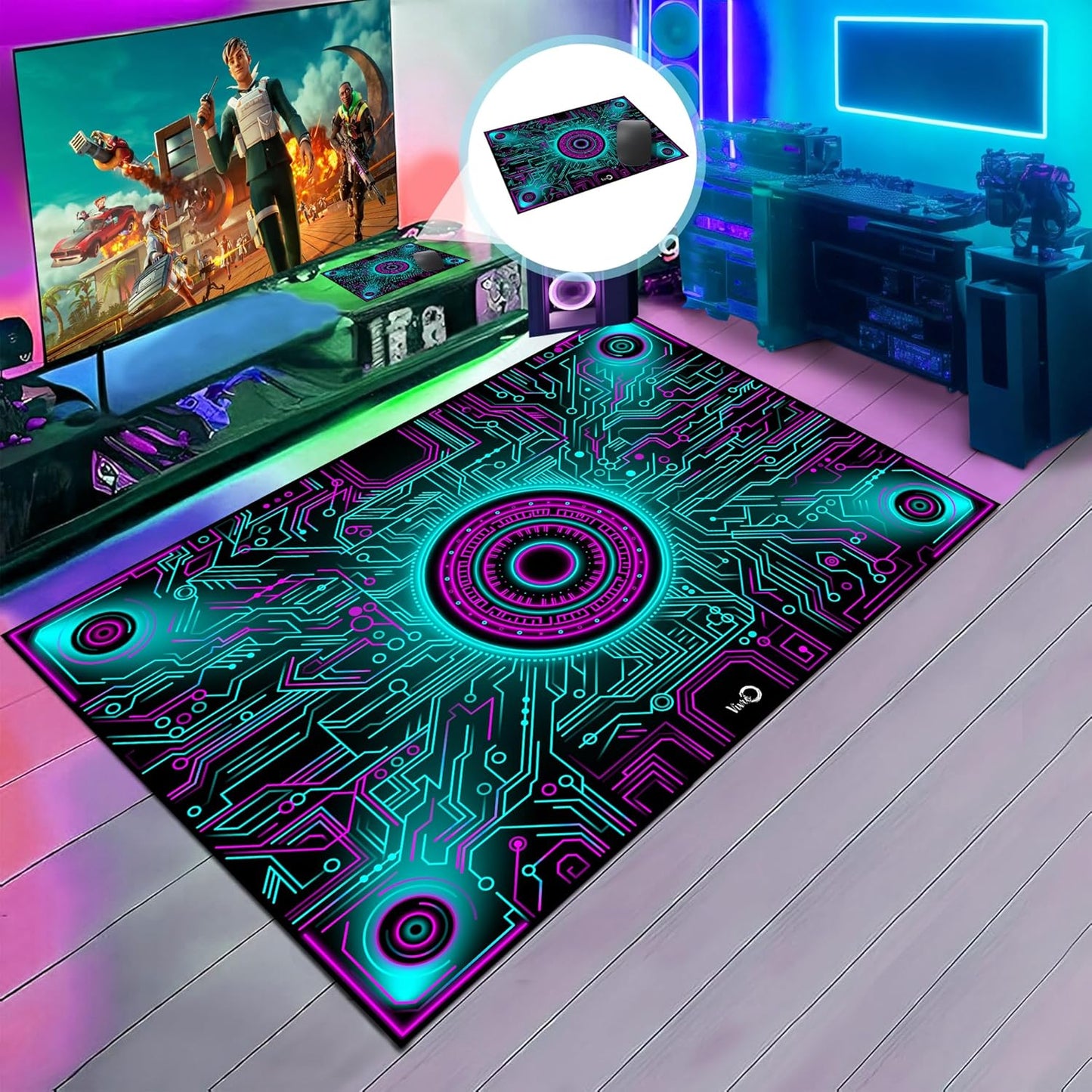 Circuit Design Gaming Rug Set - Enhance Game Room