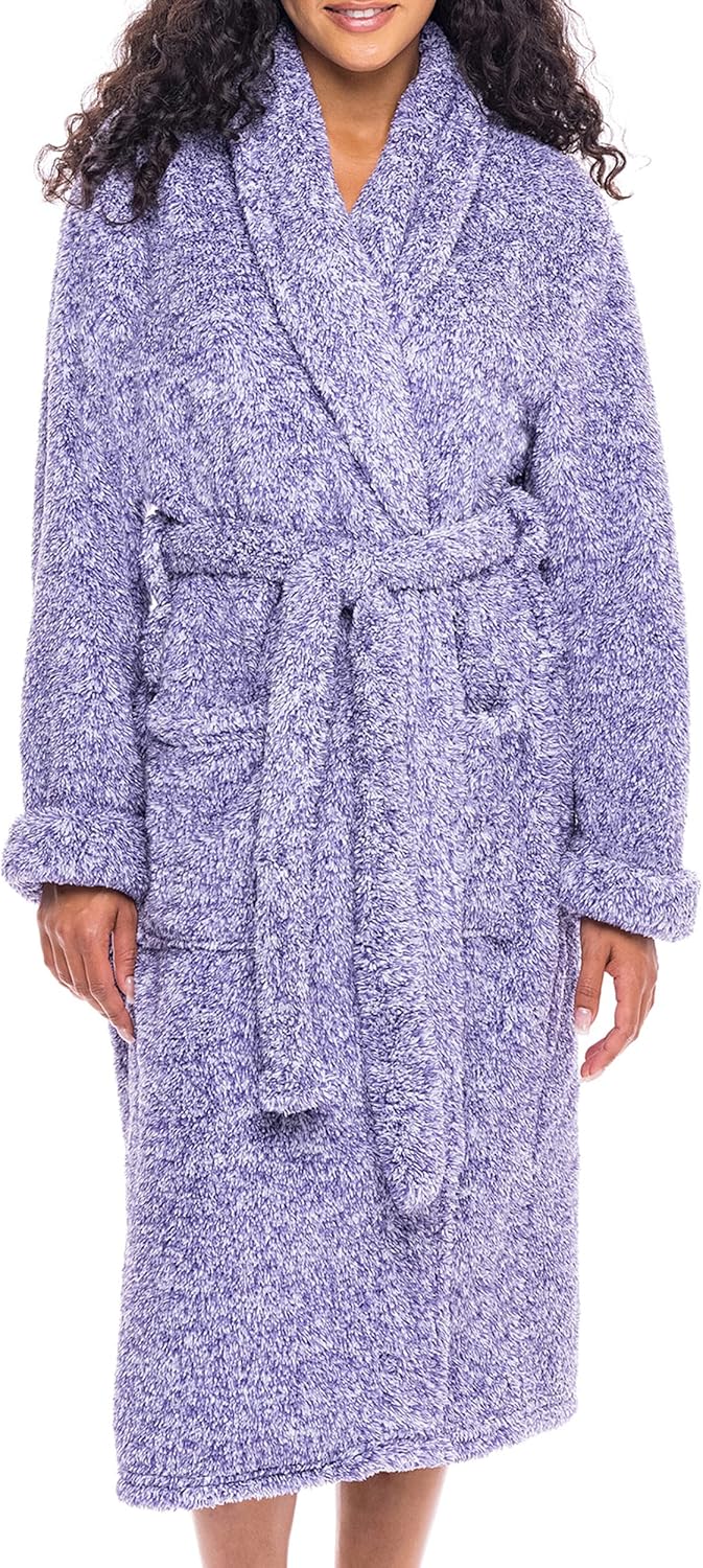 Plush Fleece Robe for Women - Warm Shaggy Bathrobe Comfort
