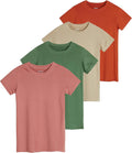 Girls Short Sleeve Dry-Fit Active T-Shirt 4 Pack - Soft, Breathable