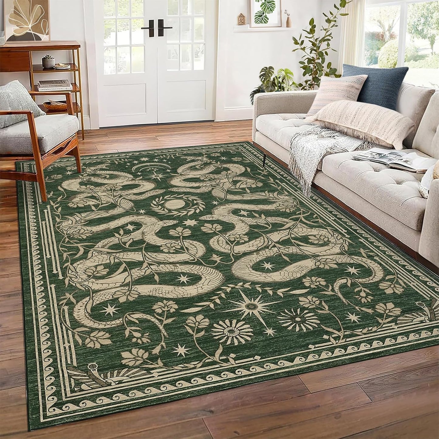 Snake Washable Rugs 5x7 Area Rug for Living Room and More