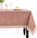 CPC Tablecloth 100% Cotton 70x108 in Poppy Pink - Floral Block Print