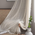 Boho Lace Curtains 84 in 2 Panel Beige - Vintage Crochet Privacy