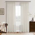 Linen Curtains 108 in Long Pinch Pleated 2 Panels Set - Natural Look