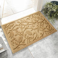 Boho Beige Floral Leaves Doormat 23x35 in - Durable All-Season Welcome