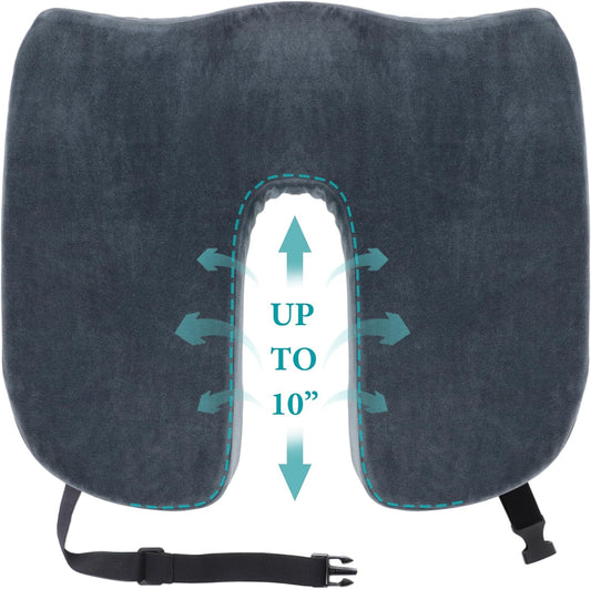 10-Inch U-Cutout Coccyx Cushion - Pain Relief Seat Pad