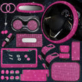 25PCS Bling Car Parts Set Rose Pink - Sparkling Interior Kit