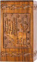 Handcarved Rosewood Deer Urn for Human Ashes - Majestic Forest Tribute