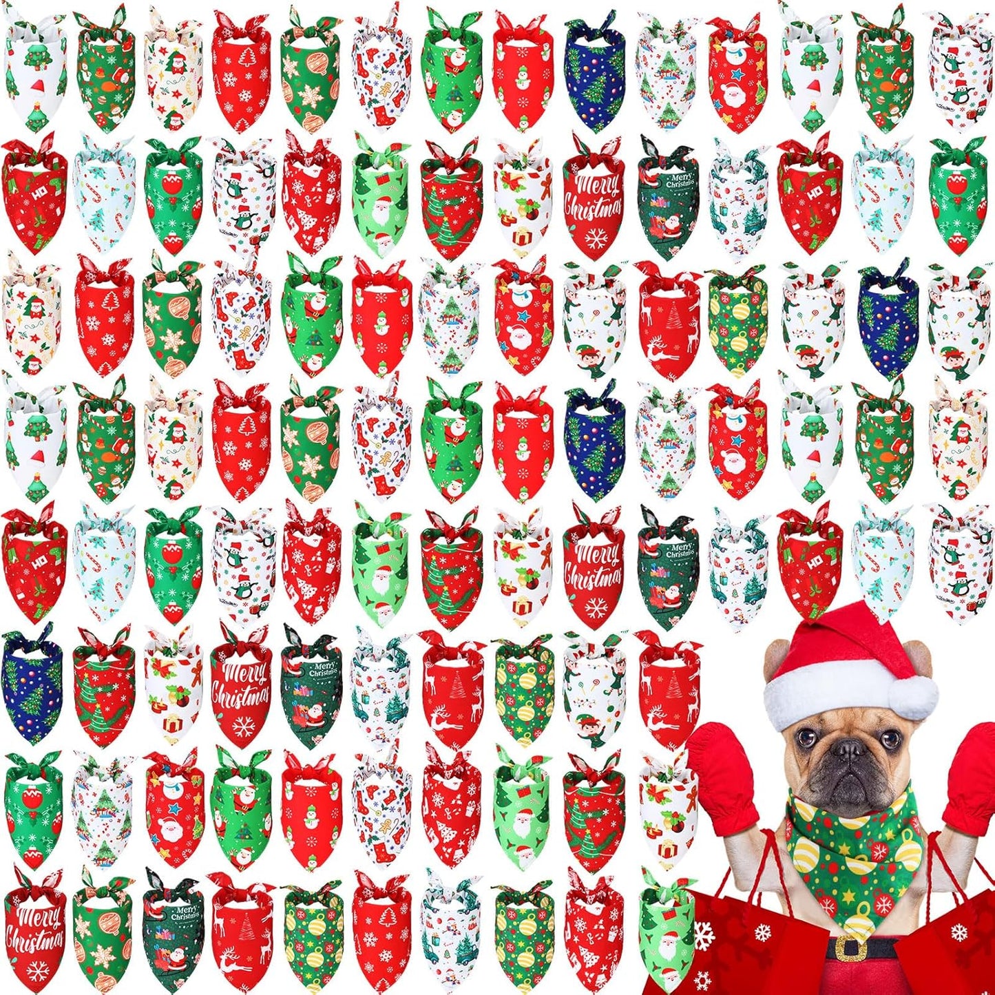 Abbylike 100 Pieces Christmas Dog Bandanas for Pets