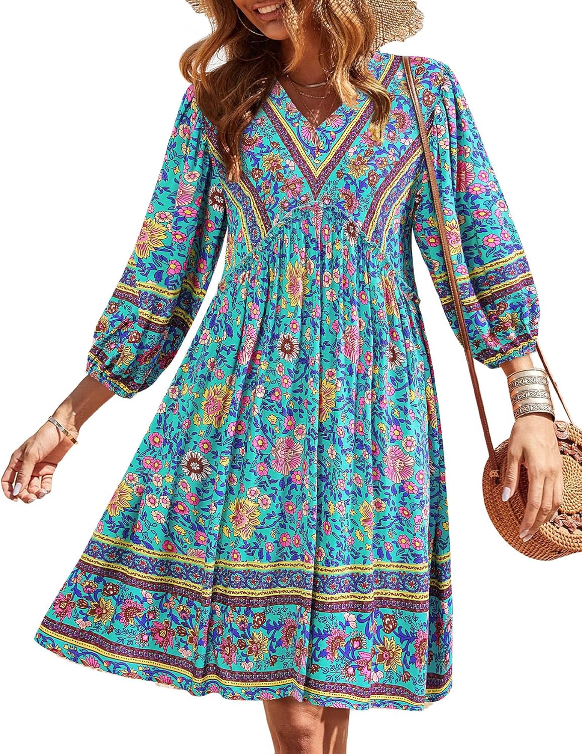 BTFBM Women Casual Spring Summer Dresses V Neck Ruffle Mini