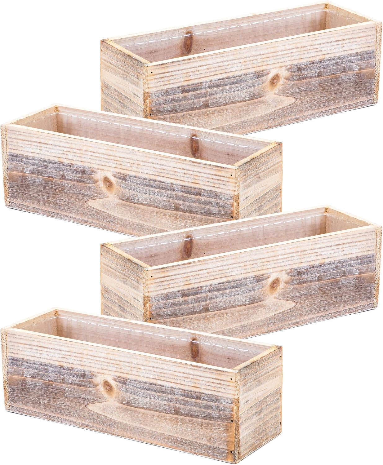 Wooden Planter Box Set of 4 for Garden Decor and Centerpieces