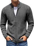COOFANDY Men's Full Zip Cable Knit Cardigan - Slim Fit, Warm
