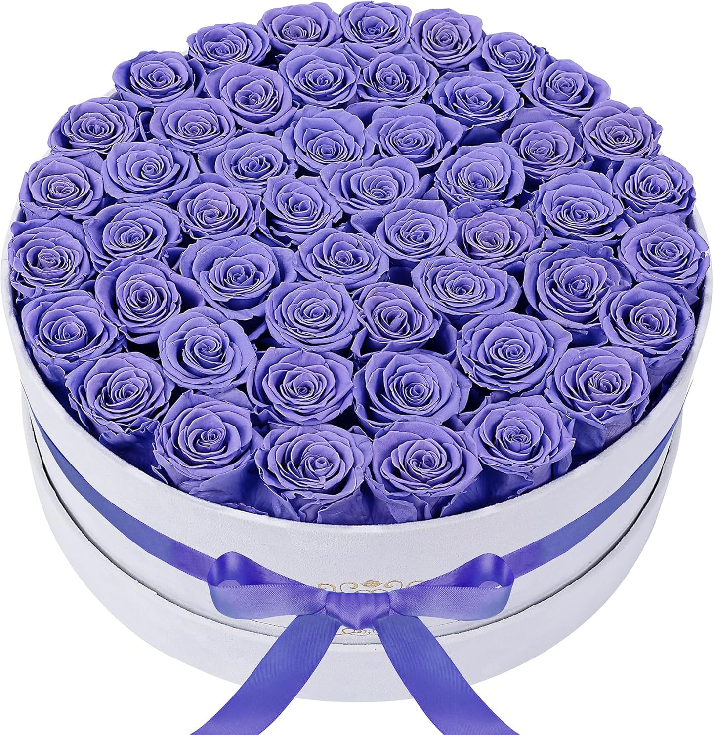50 Piece Light Purple Roses in Velvet Box for Lasting Gifts