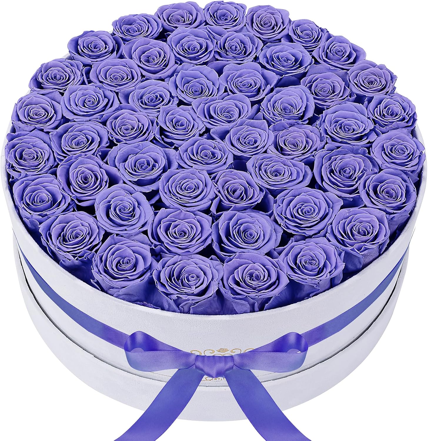 50 Piece Light Purple Roses in Velvet Box for Lasting Gifts