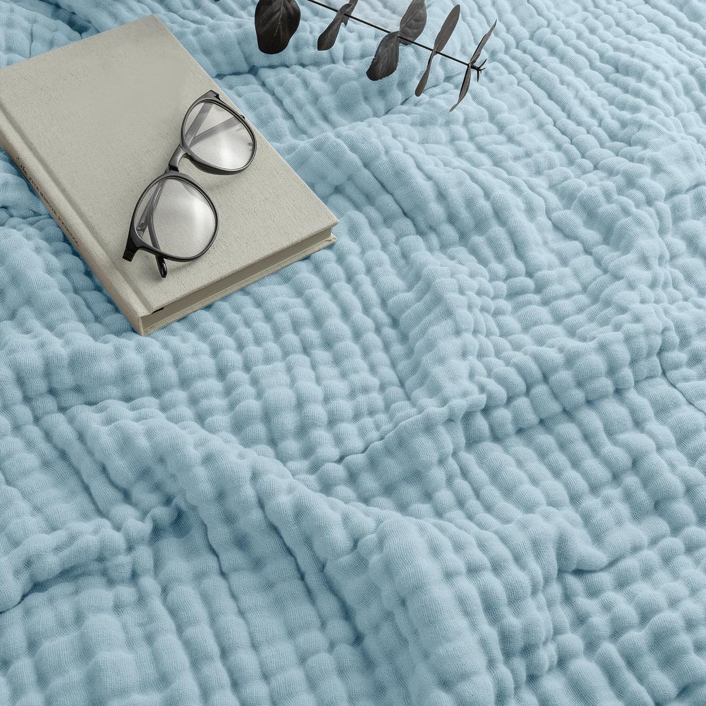 Comfy Cubs Muslin Blanket for Adults King - Sky Blue