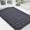 Front Door Mat 47x24 Grey - Non-Slip Rubber Backing, Dirt Trapper