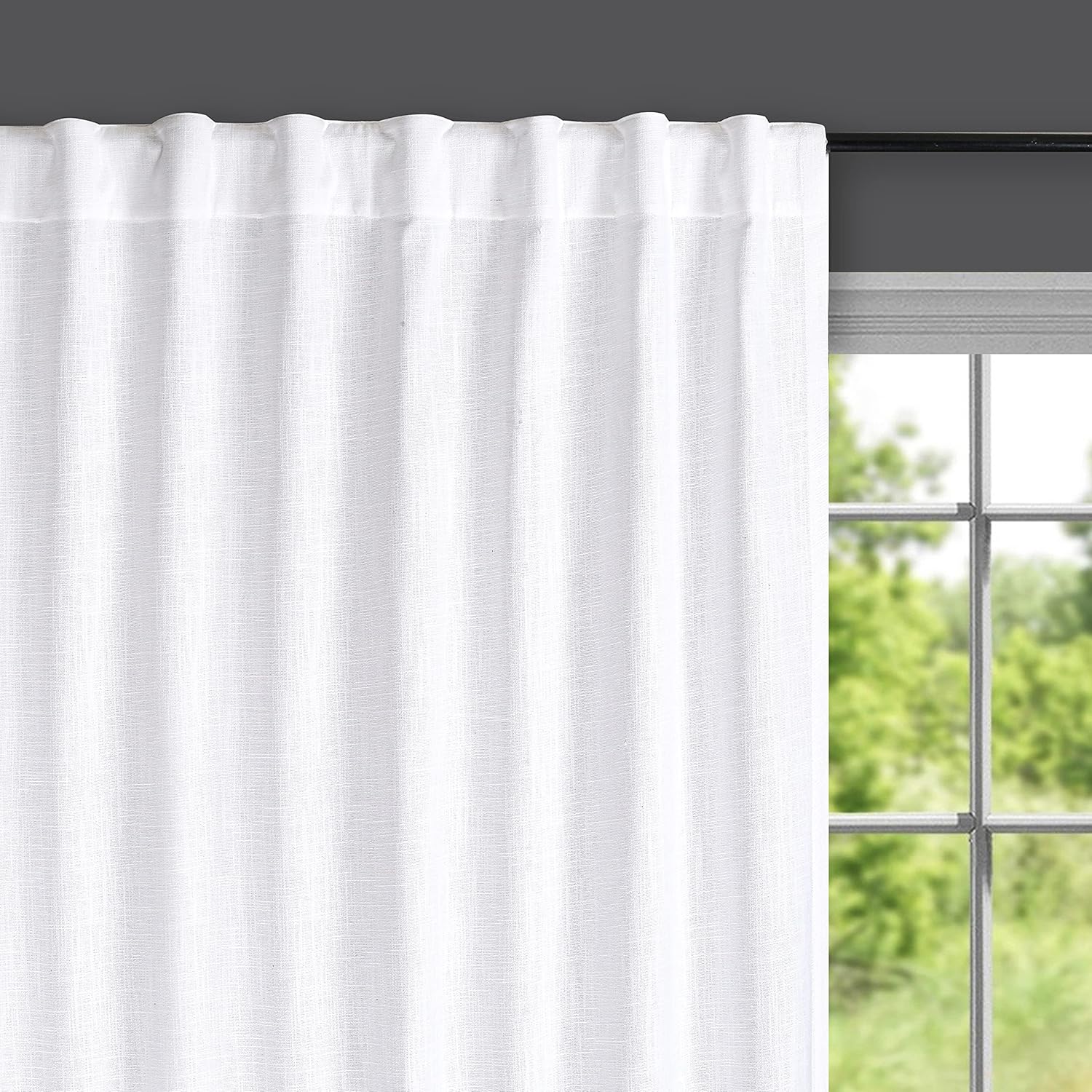 White Cotton Curtains Set - 108 inch Panels