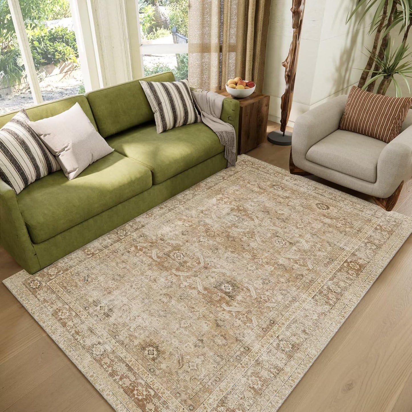 Washable 4x6 Rugs for Living Room with Non-Slip Backing