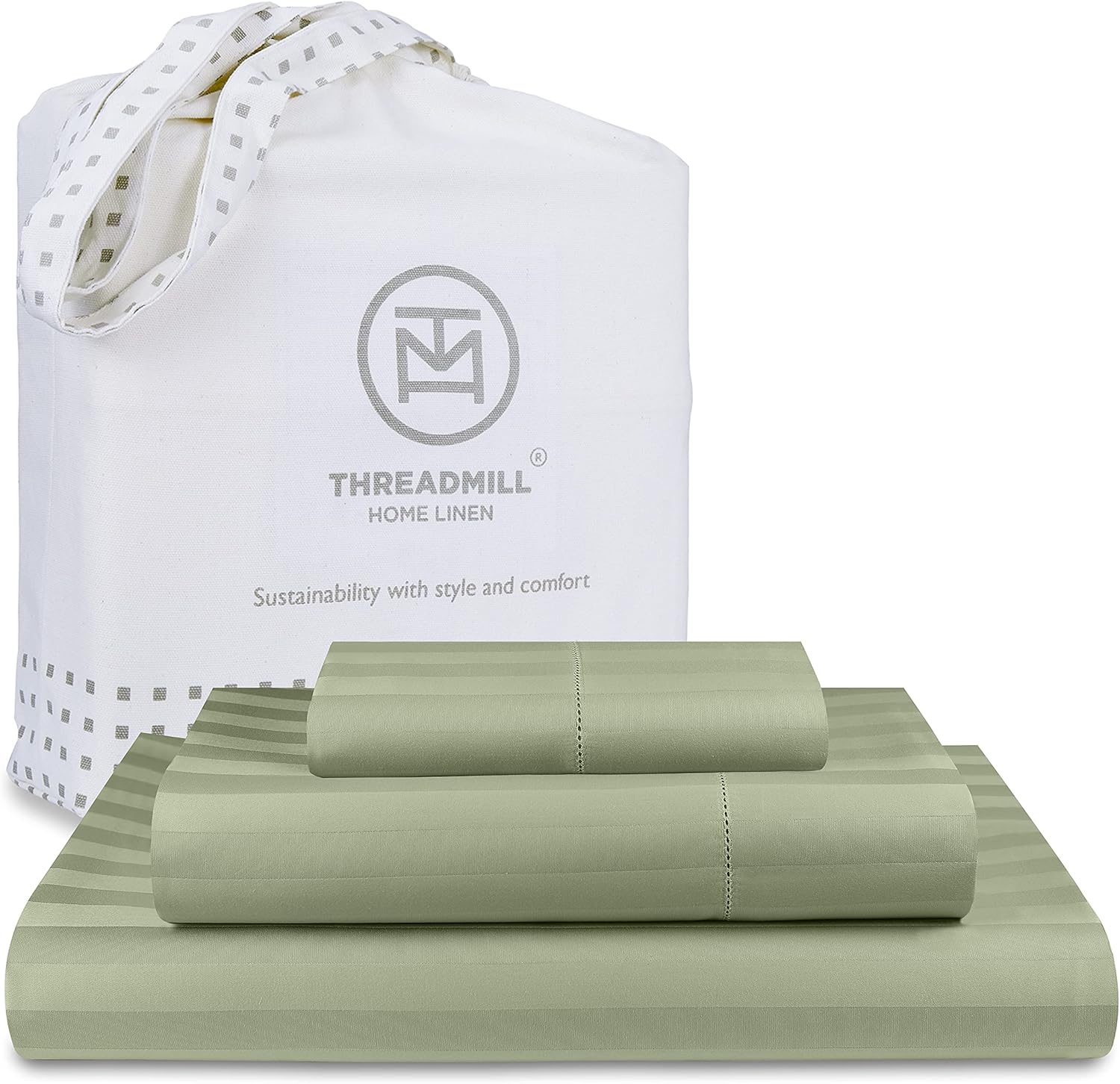 Threadmill 500 Thread Count Twin Size Damask Stripe Sheet Set