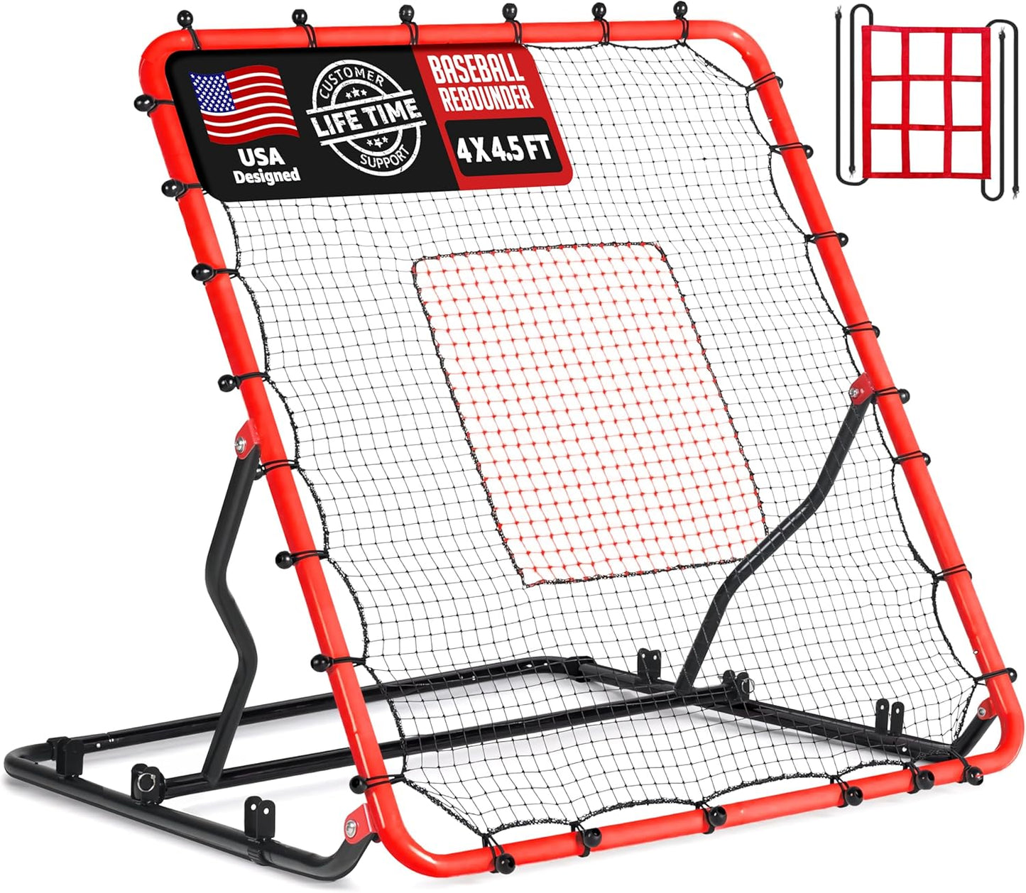Baseball Rebounder Net with Adjustable Angles for Training
