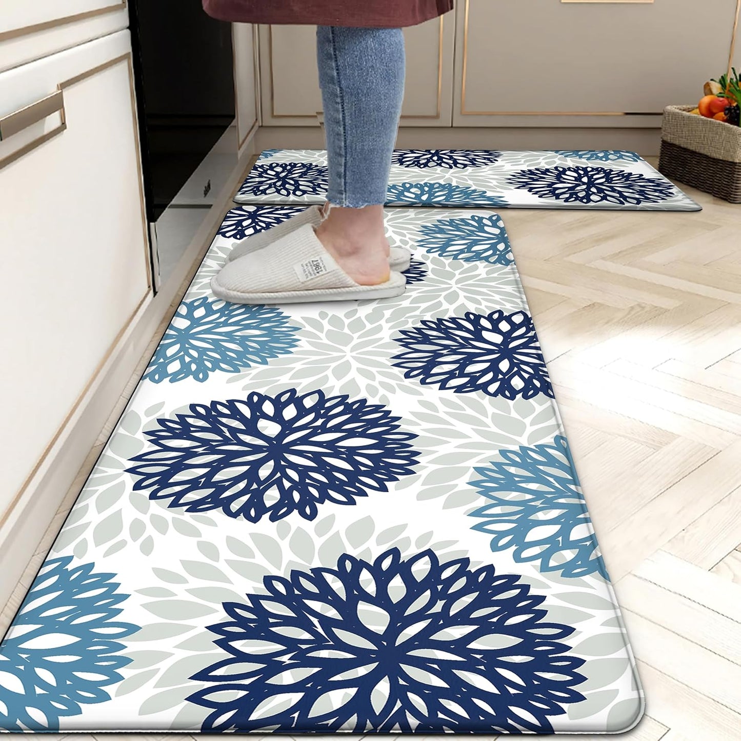 Cushioned Anti Fatigue Kitchen Mats Set of 2 for Comfort