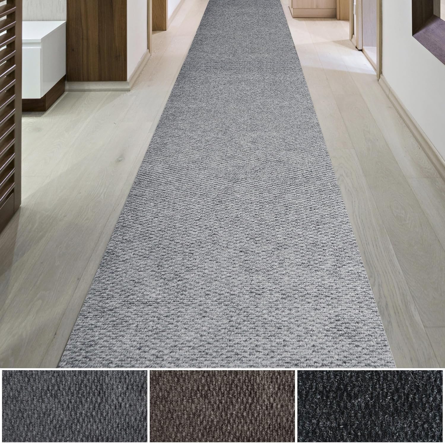 iCustomRug Hallway Runner Rug 4x46ft Grey for High Traffic Areas