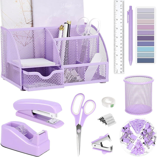 Elevate Your Workspace with 12pc Purple Desk Set