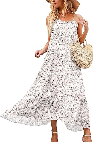 ANRABESS Womens Summer High Low Ruffle Maxi Dress for Beach