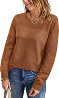 Arach&Cloz Womens Fall Crochet Crew Neck Sweater - Cozy Style Women's