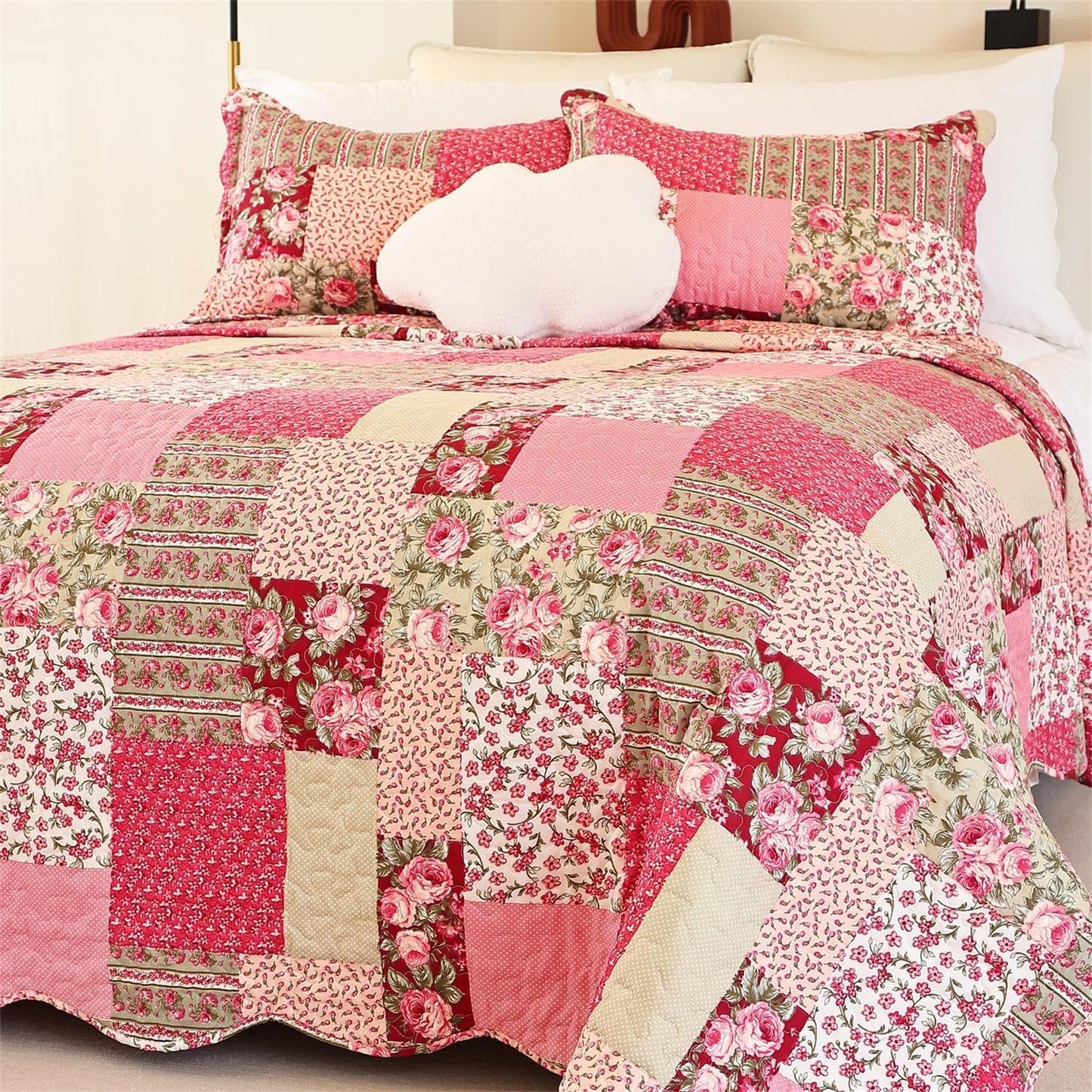 Cmfshape Summer Floral Oversize King Bedspread for Cozy Nights