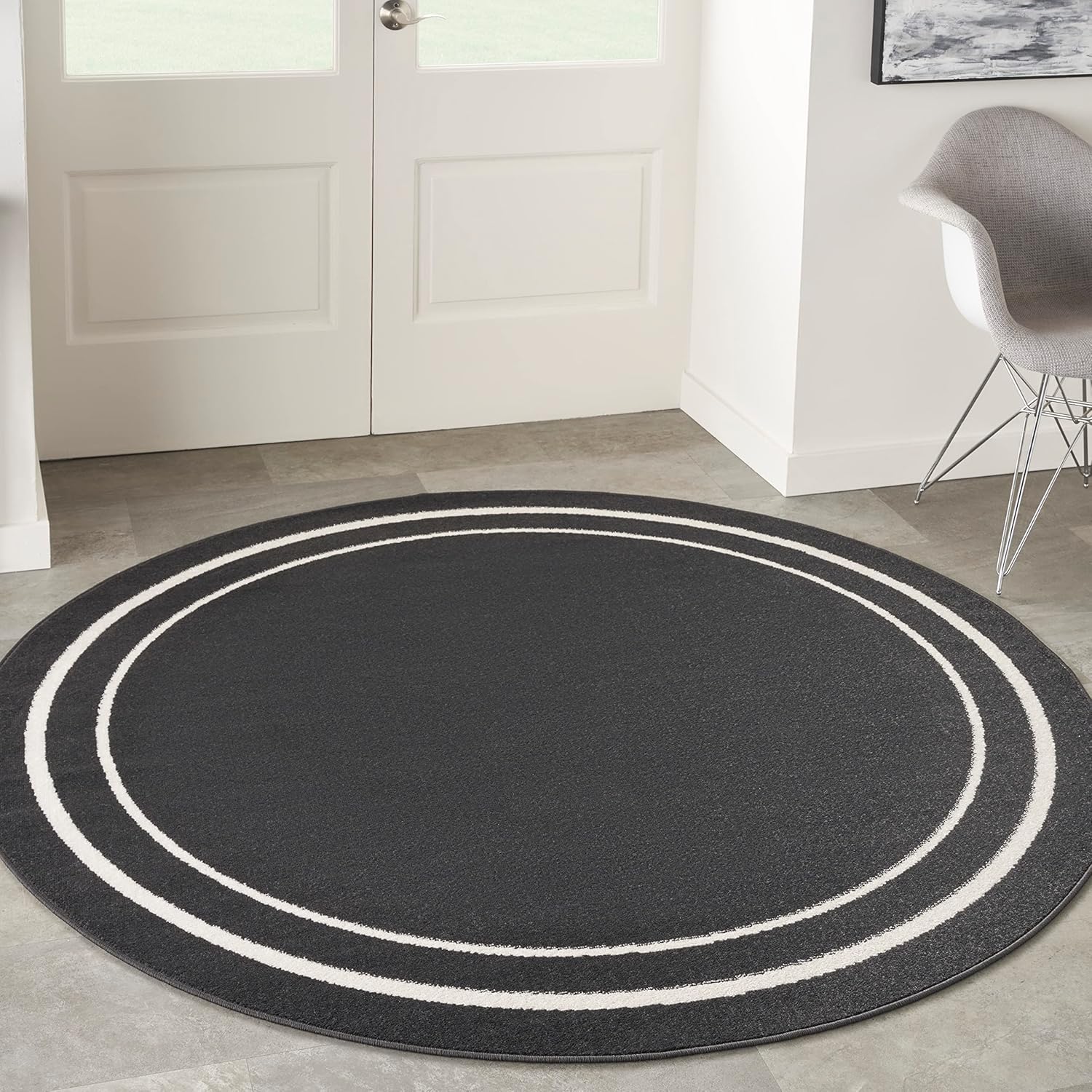 Nourison Home Essentials Indoor/Outdoor Solid Bordered Rug