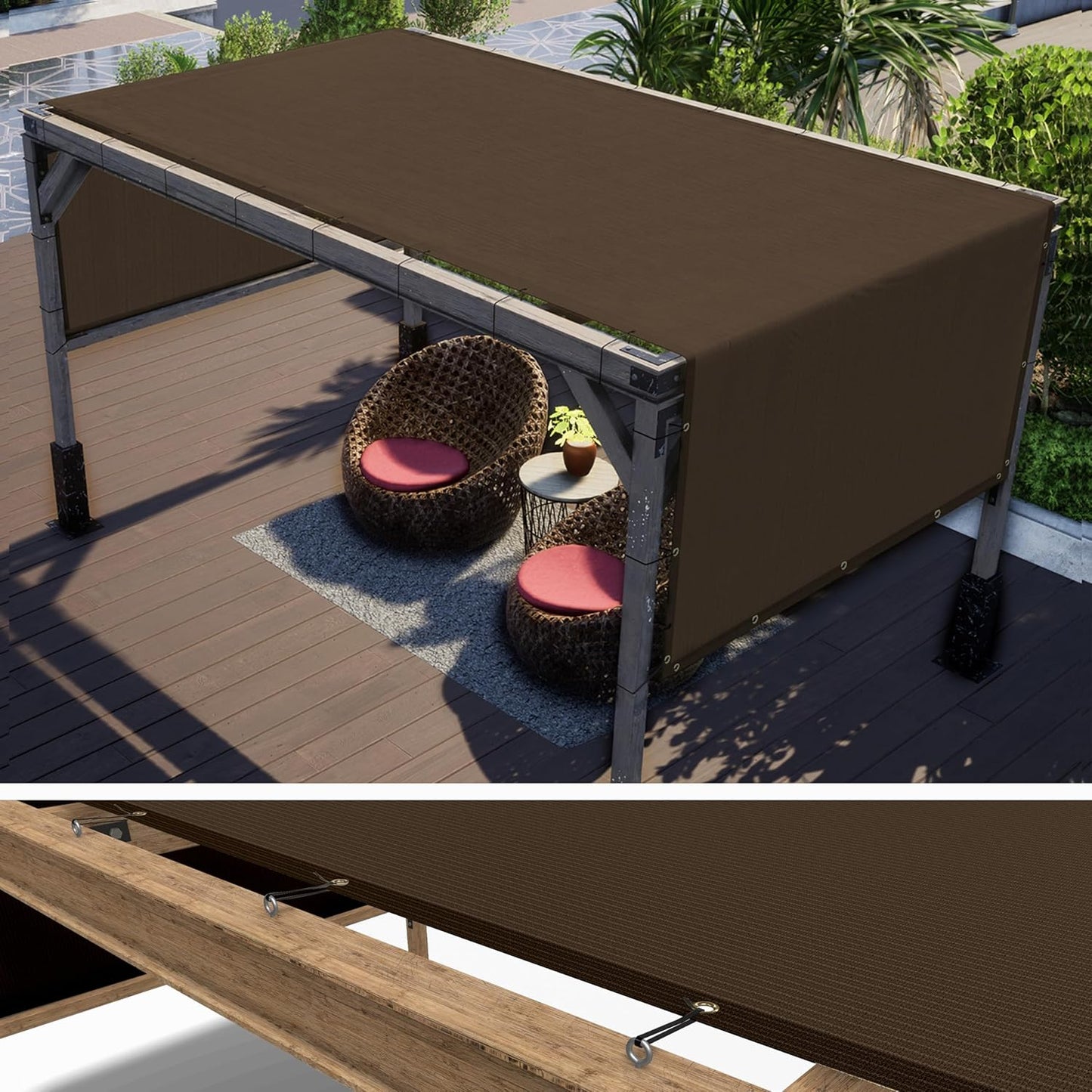 ColourTree 9ft x 13ft Brown Pergola Sun Shade Canopy Cover