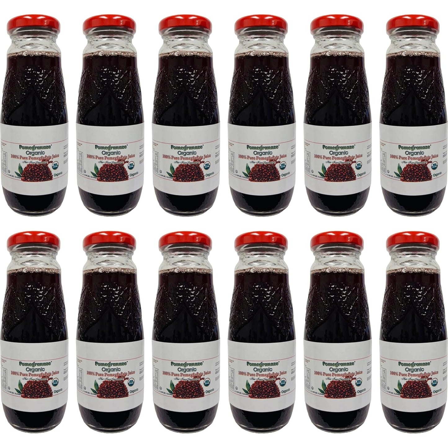 100% Organic Pomegranate Juice in Glass Bottles - Pure Flavor