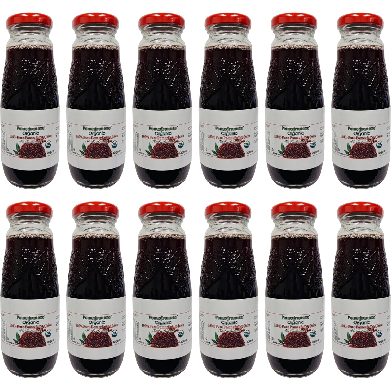 100% Organic Pomegranate Juice in Glass Bottles - Pure Flavor