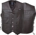 Motorcycle Leather Vest for Men Medium with Concealed Pocket - Durable