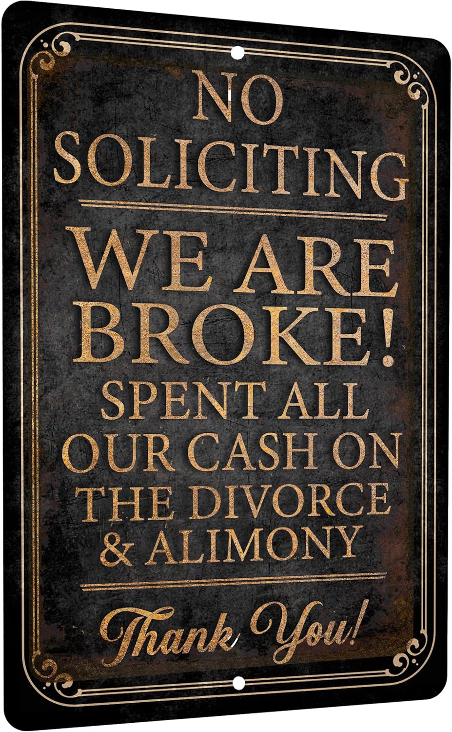 No Soliciting Funny Metal Sign for Home or Office Decor