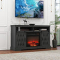 Black Electric Fireplace TV Stand for TV up to 65 in - Farmhouse Tall