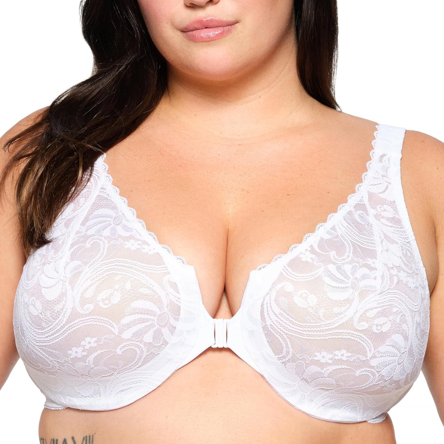 Glamorise Women's Plus Size Wonderwire Lace Underwire Bra #9245