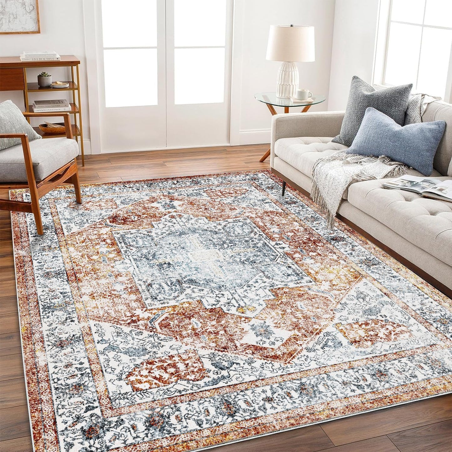 4x6 Washable Vintage Area Rug for Stylish Home Decor