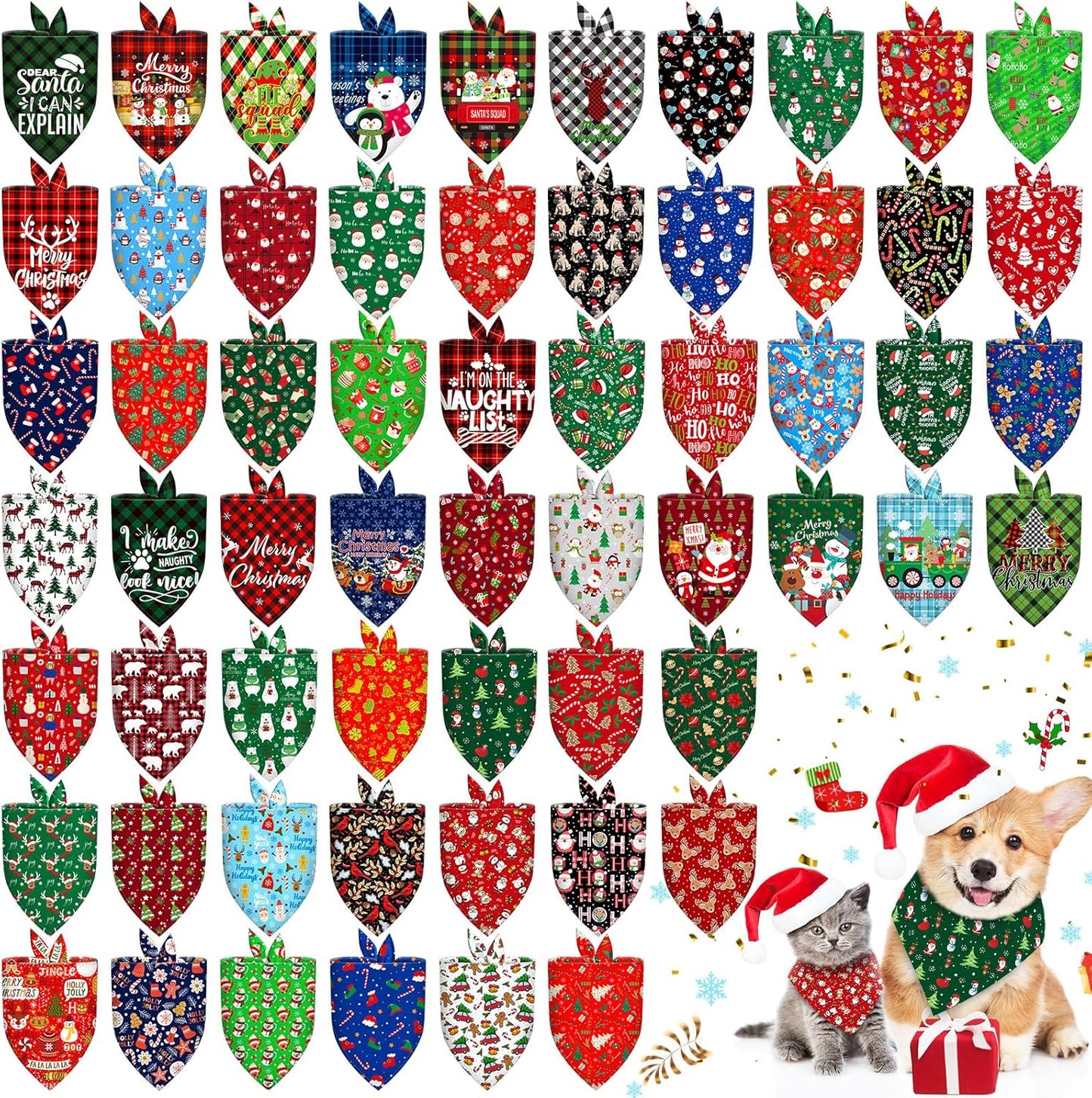 60 Pcs Christmas Dog Bandanas for Festive Pet Grooming Fun