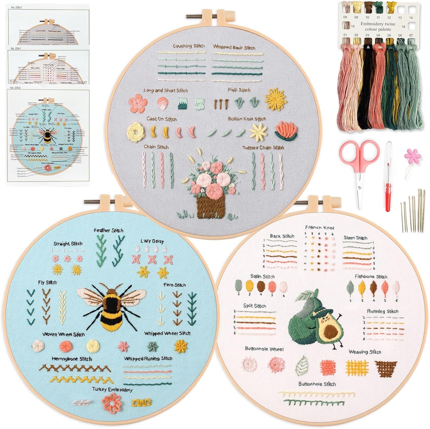 Myfelicity Beginner Embroidery Kit: Learn 28 Stitches