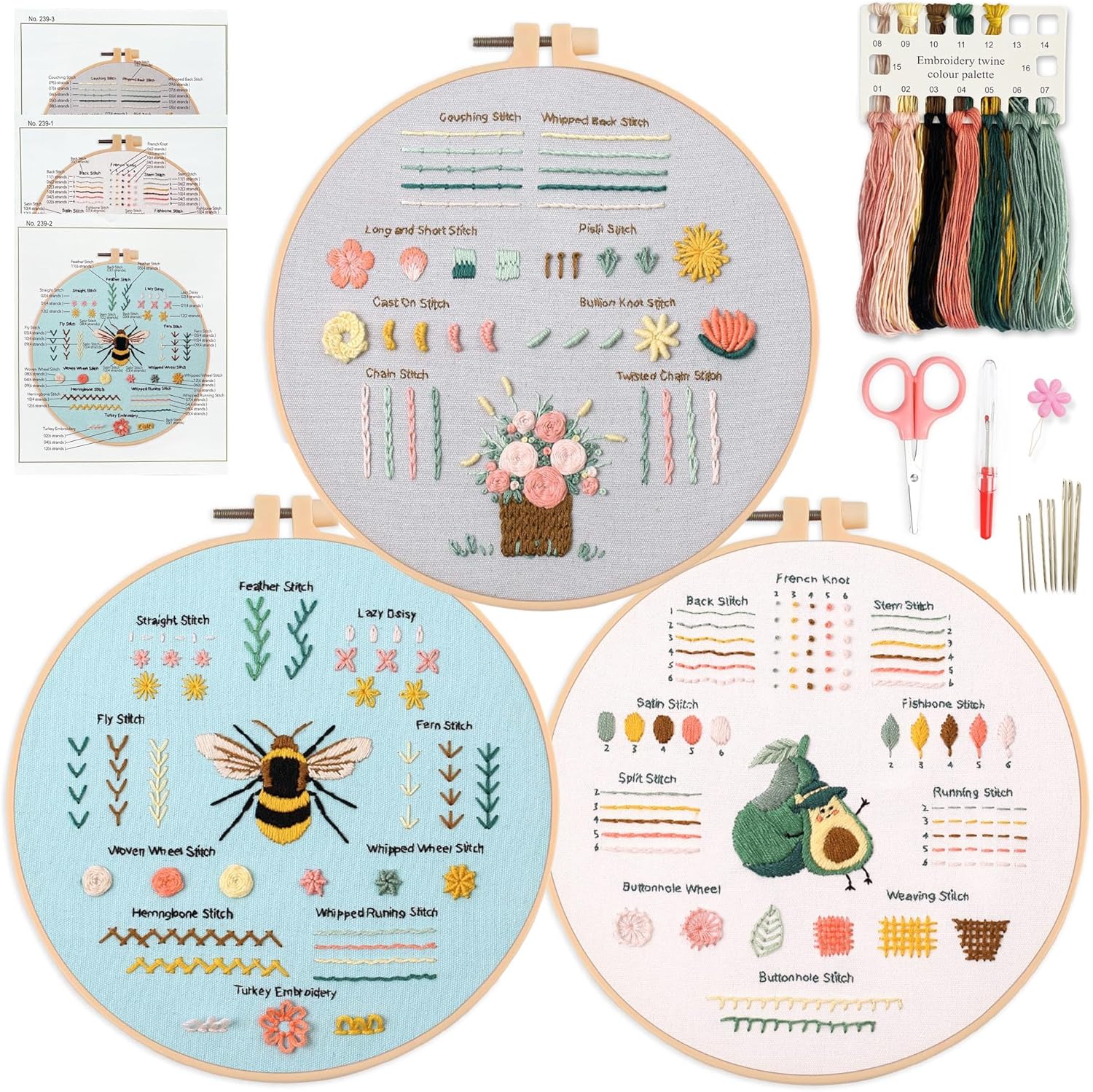 Myfelicity Beginner Embroidery Kit: Learn 28 Stitches