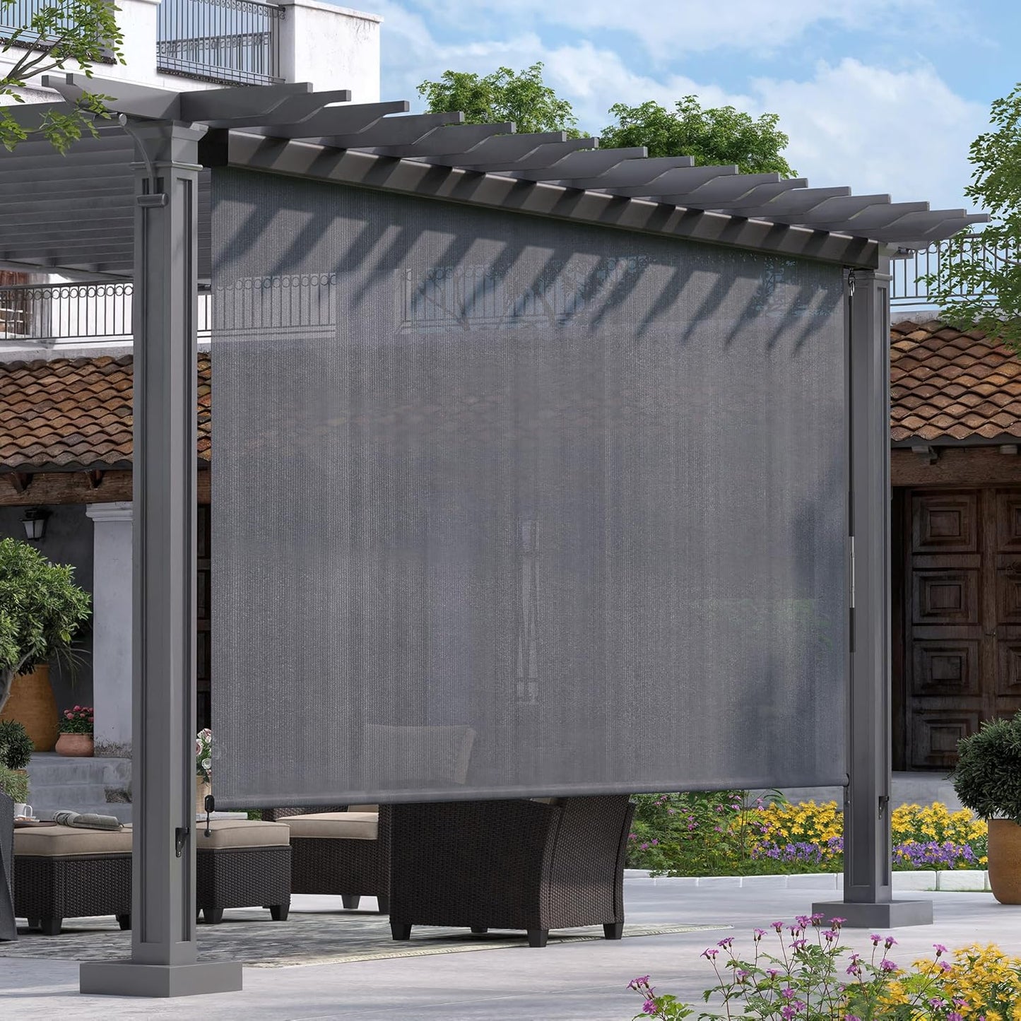 VICLLAX Outdoor Premium Roller Shades for Patio and Porch