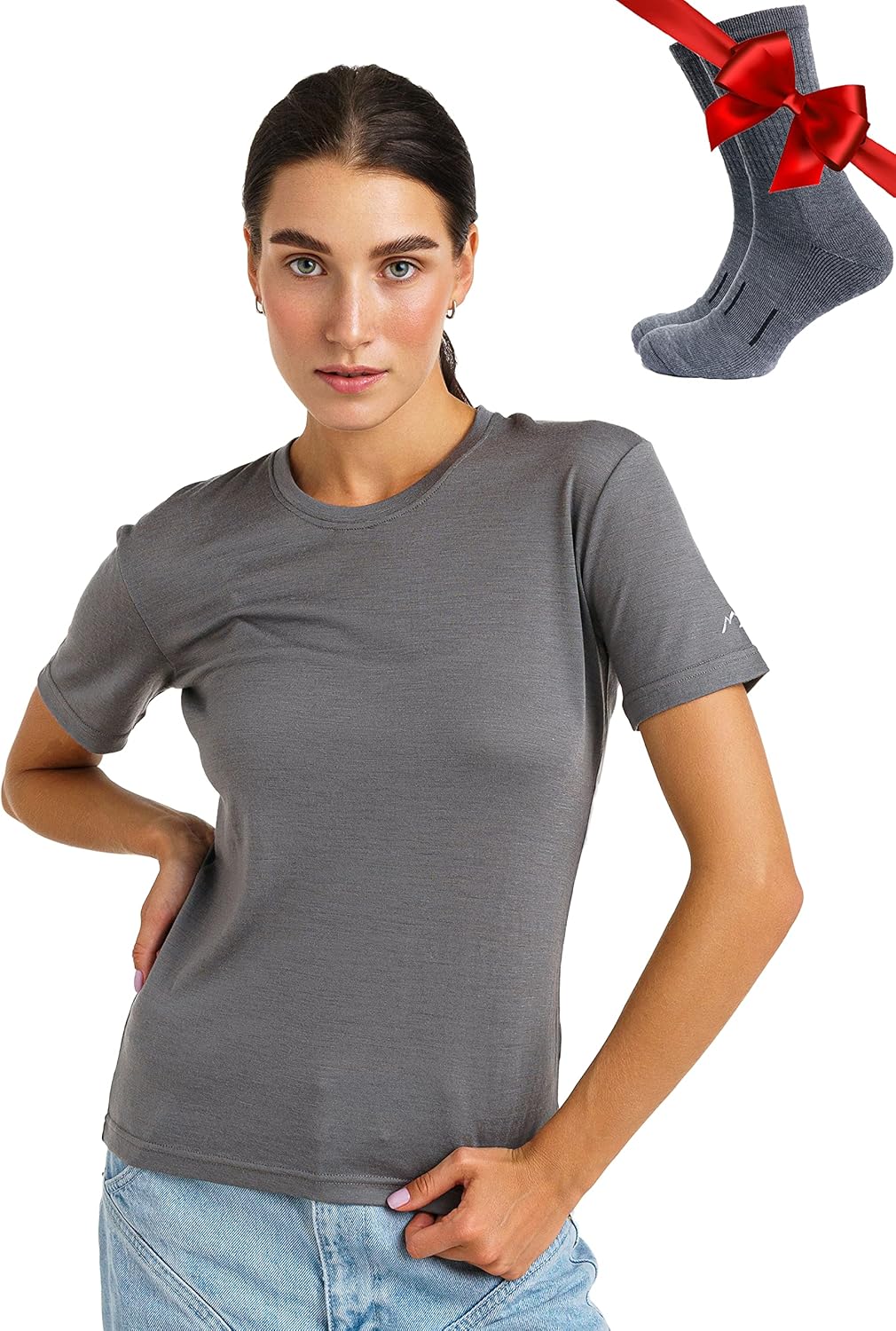 Merino Wool T Shirt Women - Soft, Moisture-Wicking Tee & Socks