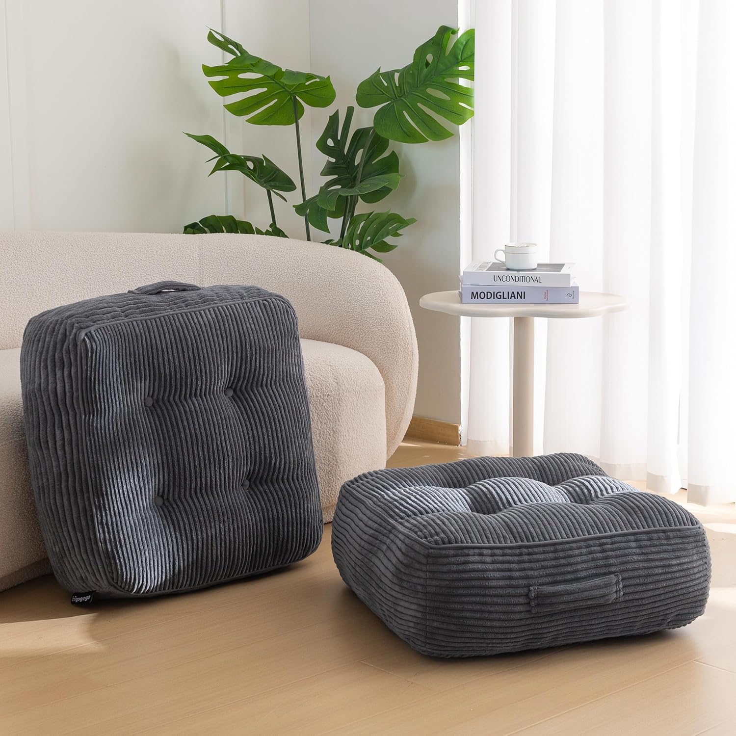 8 Inch Washable Floor Pillow Cushion for Adults, 22x22 Inch