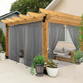 All Weather Outdoor Patio Curtains 8 Pcs Sheer Linen Look - Privacy