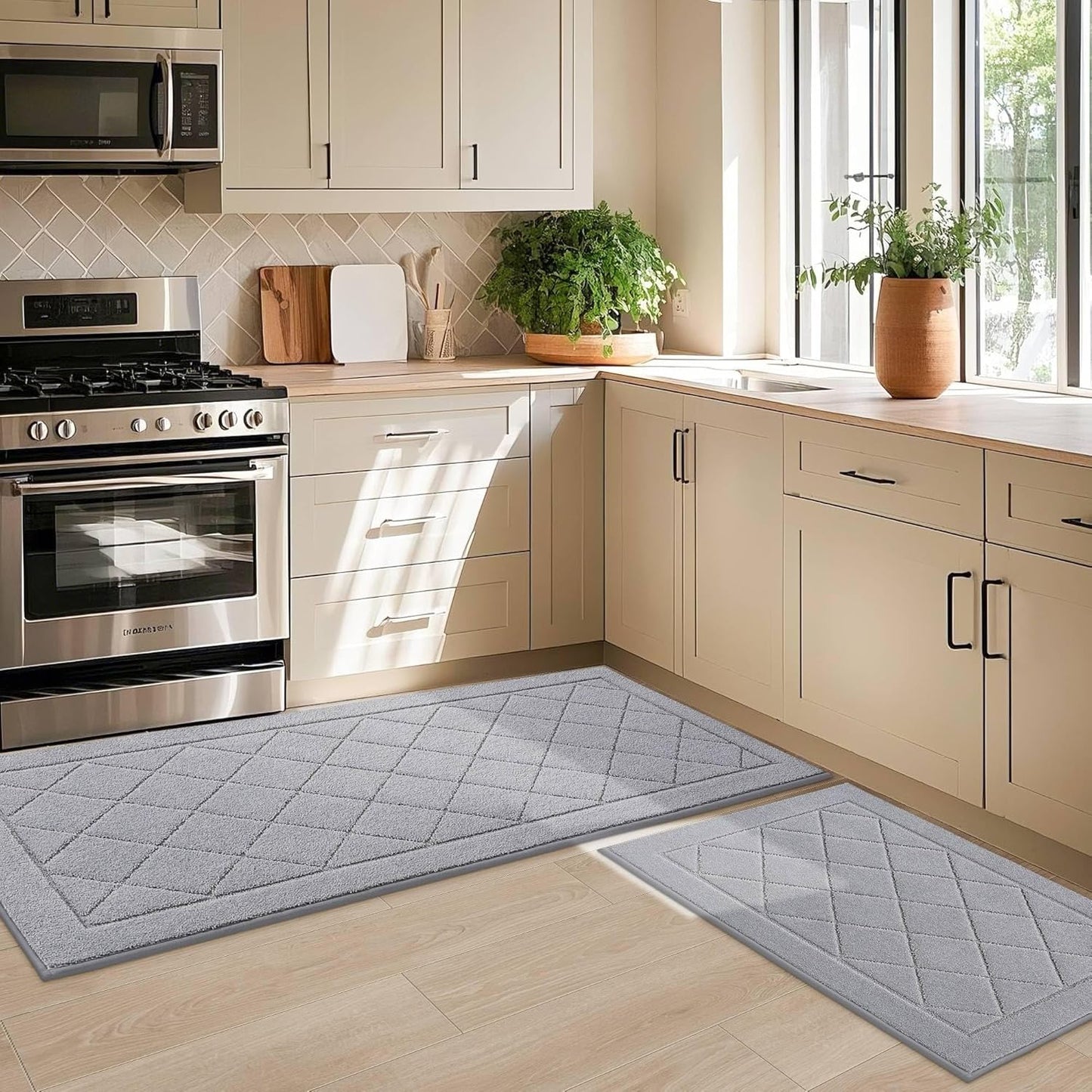 Non-Slip Kitchen Rugs Set of 2 for Safety and Comfort
